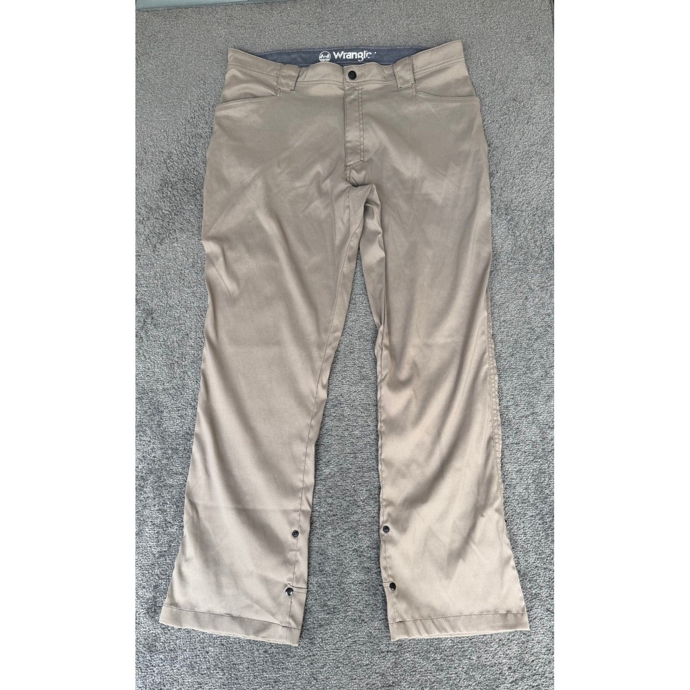 Wrangler Mens Outdoor Performance Hiking Pants Tan Khaki Stretch Snap Hem 38x32